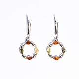 Multicolor Round Baltic Amber Dangle Earrings