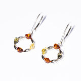 Multicolor Round Baltic Amber Dangle Earrings